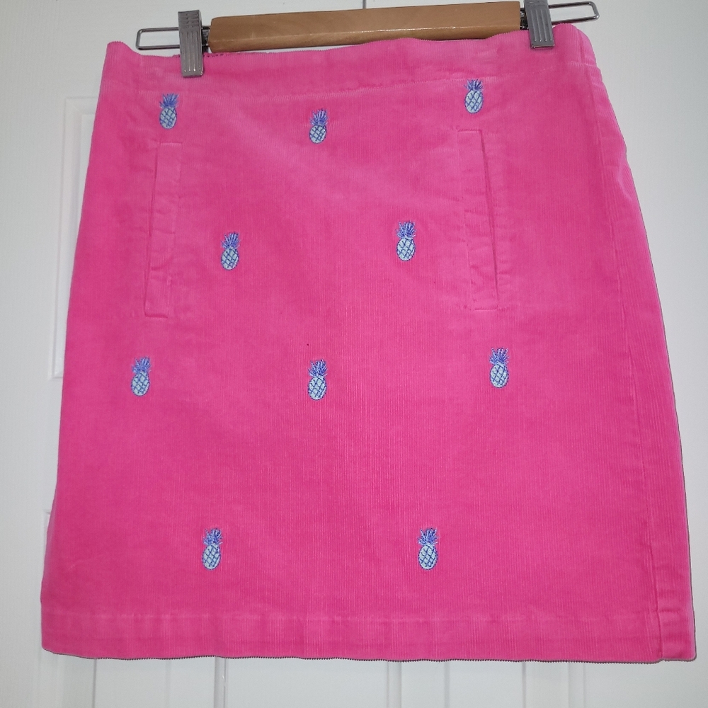Pink Corduroy Skirt with Pineapple Embroidery By Vineyard Vines